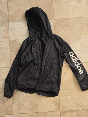 adidas Womens Black Hooded Windbreaker Jacket
